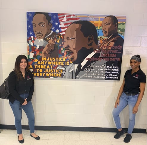 Jennifer and LaDaja pictured with mural